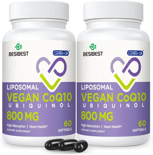 Vista 9 de Liposomal Ubiquinol CoQ10 800 MG de cápsulas blandas, suplemento de ubiquinol CoQ10 de alta absorción, coenzima Q10 activa de 800 mg, potente