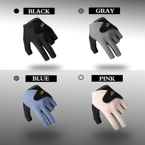 Vista 5 de Guantes de billar transpirables, secado rápido, transpirables, mano izquierda, 5 dedos, doble costura duradera, ajuste envolvente ajustable, guantes
