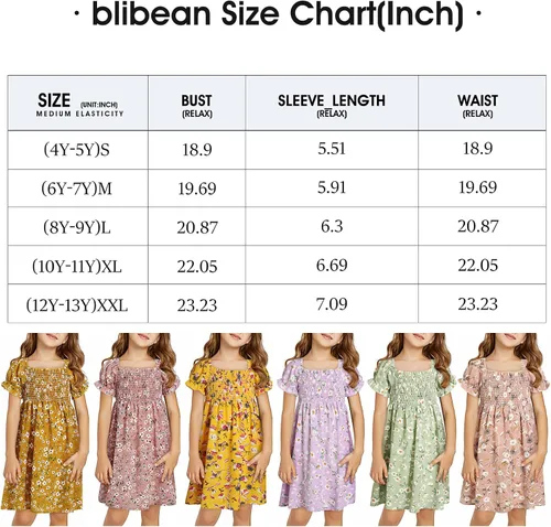 Vista 6 de blibean Vestido bohemio de verano para niña de 4 a 13 años