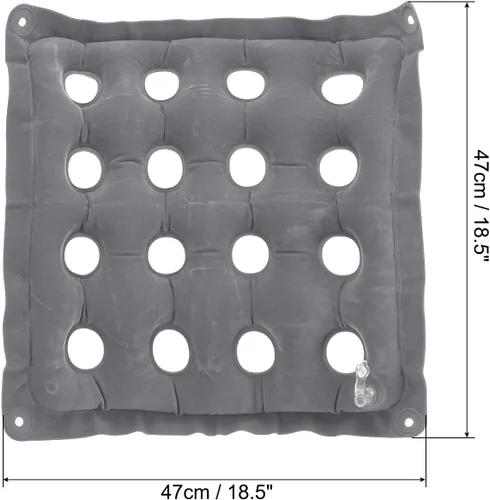 Vista 2 de PATIKIL Cojín de asiento inflable, paquete de 2 cojines de asiento de aire portátiles transpirables flocados cuadrados para el hogar, sillas de Gris
