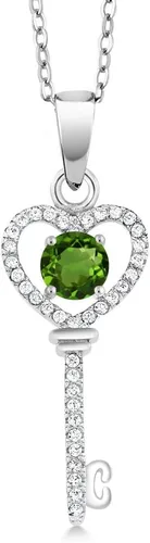 Vista 78 de Gem Stone King Collar con dije de llave de corazón para mujer, plata de ley 925, piedra natal de piedras preciosas, redondo de 0.197 in, con cadena