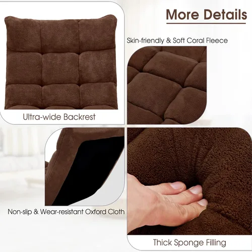 Vista 8 de Byroce - Silla plegable para juegos de suelo, ajustable de 14 posiciones, sofá cama con soporte para espalda, sillón reclinable para meditación Café
