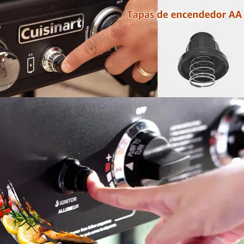 Vista 3 de Botón de encendido negro con resorte de repuesto para parrilla de gas Blackstone de 36 pulgadas y 28 pulgadas, tapa de interruptor de encendido