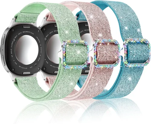 Vista 10 de LETOID Correas para Samsung Galaxy Watch para Mujeres, Correa de Nylon Elástica con Brillos Diseñada para Samsung Galaxy Watch 8/7/6/5/4/FE, Active