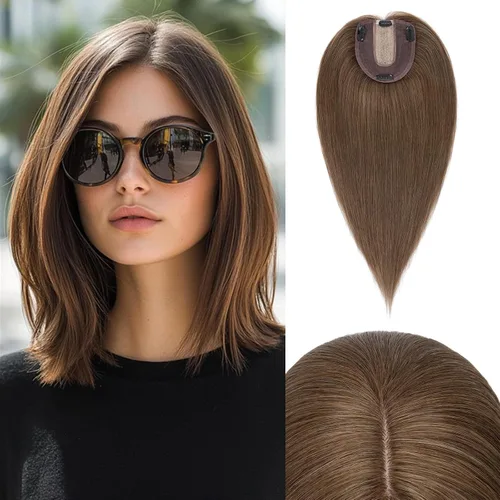 Vista 124 de Rich Choices Pelucas con topper de cabello para mujeres, cabello humano real 100% Remy, sin flequillo, para mujeres con adelgazamiento en la parte