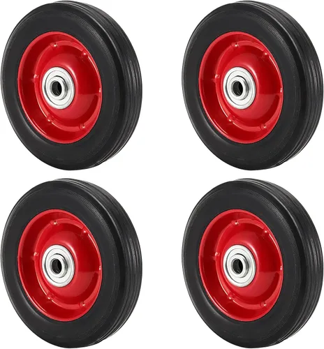 Vista 6 de 2 ruedas de mano de goma maciza de 8 x 1.75 pulgadas, ruedas universales para cortacésped para eje de 1/2 pulgada, neumáticos de repuesto para Negro