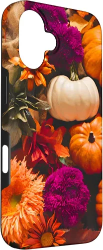 Vista 3 de Funda con temática de otoño para iPhone 16, diseño de calabaza, niña, mujer, diseño vintage de otoño