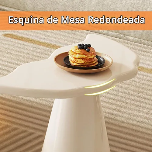 Vista 6 de Mesa auxiliar en forma de nube, mesa de cóctel moderna para sala de estar de espacio pequeño, mesa auxiliar con base de pedestal cónica, altura