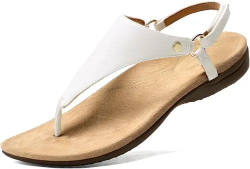 Vista 15 de DREAM PAIRS Sandalias planas para mujer, con soporte de arco, ortopédicas, cómodas, suaves, acolchadas, para verano, con correa en T
