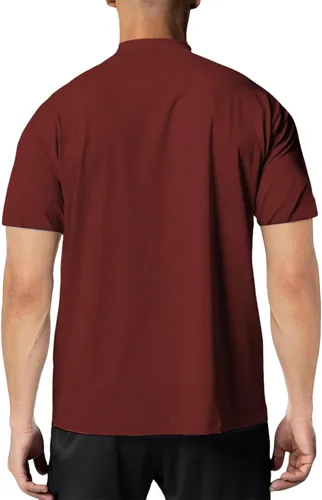 Vista 2 de Camisetas de manga corta con cuello alto falso para hombre, ajustadas, ligeras, básicas, térmicas