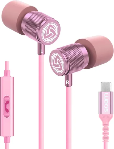 Vista 33 de LUDOS Auriculares con cable ultra intraauriculares, 5 años de garantía, auriculares con micrófono, auriculares con cancelación de ruido, espuma