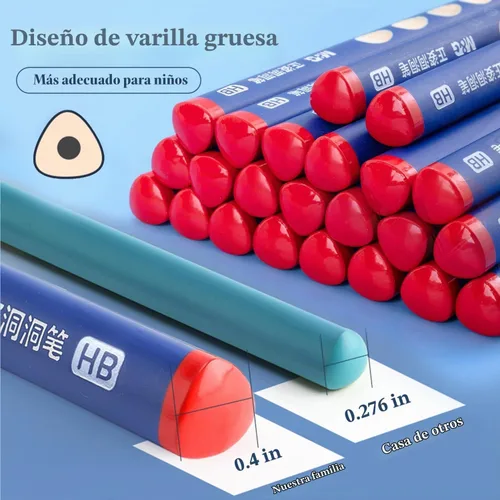 Vista 3 de M&G 12 piezas de lápices triangulares para niños, lápices HB con mango de corrección triangular, preafilados, lápices de grafito con madera
