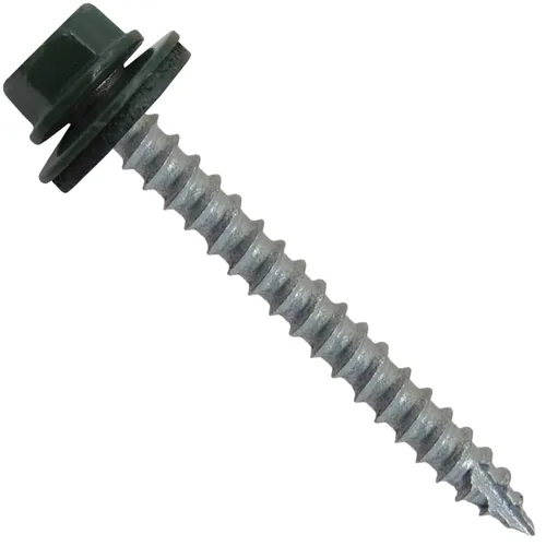 Vista 23 de TORNILLOS PARA TECHOS DE METAL #14: (250) Tornillos x 1" ABC GRIS Tornillo para techo de chapa metálica con cabeza hexagonal y arandela.