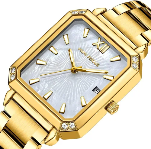 Vista 2 de MF MINI FOCUS Reloj de cuarzo analógico simple para mujer, resistente al agua, luminoso, con correa de acero inoxidable, fecha automática