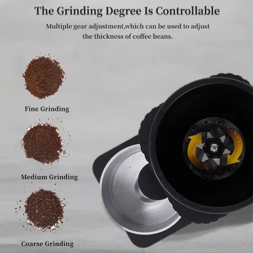 Vista 8 de Molinillo de café eléctrico recargable de acero inoxidable rebaba ajustable regalo portátil Navidad USB recargable