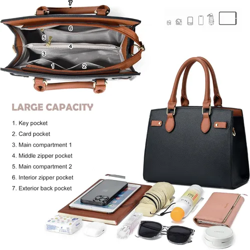 Vista 6 de Carteras y bolsos para mujer, bolso de mano de moda con asa superior