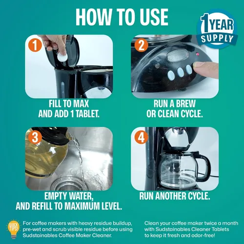 Vista 6 de Sudstainables - Tabletas limpiadoras para cafetera, descalcificadora, 24