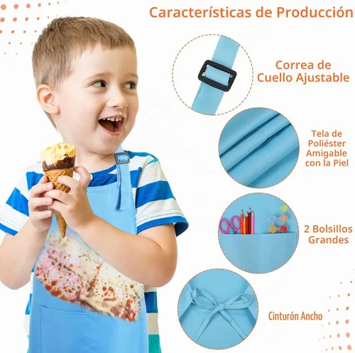 Vista 3 de Handepo 30 piezas de delantales para niños con pintura ajustable Colorido