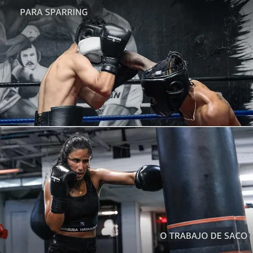 Vista 7 de Hayabusa Guantes de boxeo profesionales de cuero con para hombres y mujeres Negro