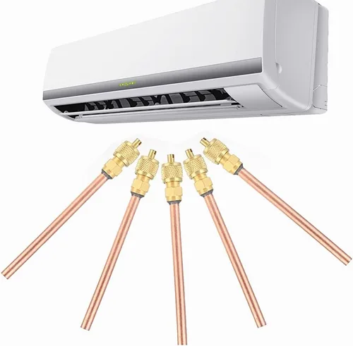Vista 4 de 10 válvulas de acceso de servicio HVAC, válvulas de acceso de llenado de cobre de 4.72 pulgadas de vacío con sistema Schrader + removedor de núcleo