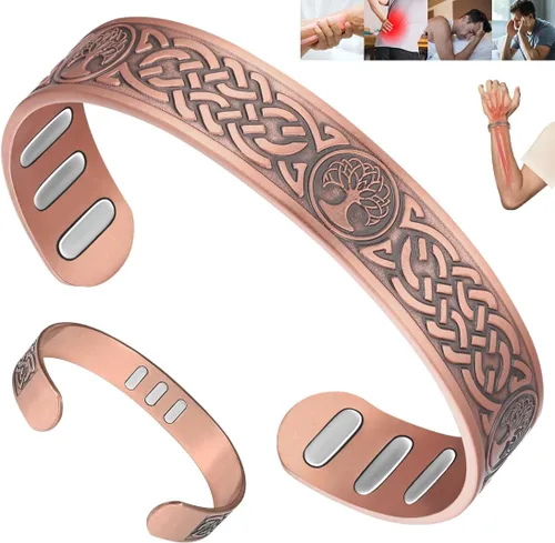 Vista 10 de Vicmag Pulsera de Cobre para Hombres Pulsera Magnética de Fuerza 9X para Hombres 99% Cobre Puro con Imanes de 5000 Gauss, Caja de Presentación