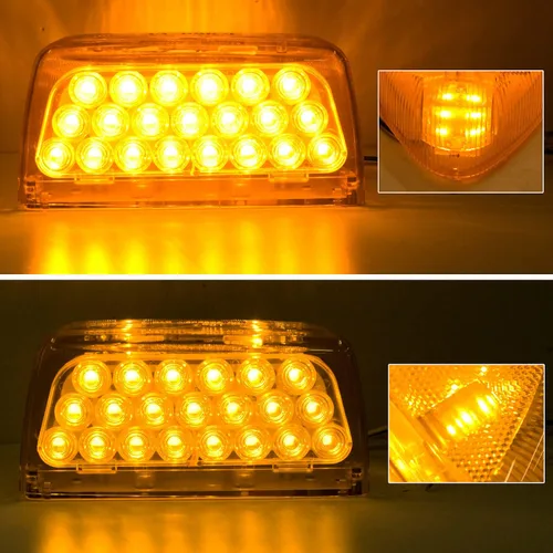 Vista 2 de 2 piezas para luces intermitentes de faro ámbar LED Peterbilt, luces de circulación selladas de 31 LED, reemplazo para luces intermitentes de faro