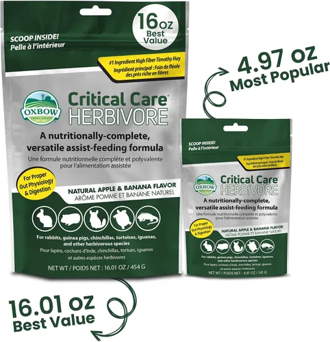Vista 4 de Oxbow Critical Care Herbívoro - Fórmula para mascotas pequeñas, plátano