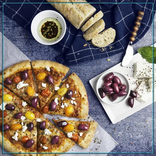 Vista 5 de Krinos Aceitunas Kalamata grandes sin hueso 4.4 lb Aceitunas 100% Kalamata premium sin hueso e importadas de Grecia. Dieta mediterránea vegana