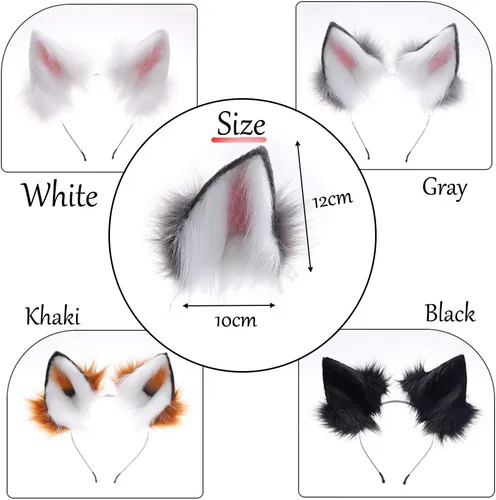 Vista 4 de Fox Tail - Diademas de orejas, guantes de garras y cinturones de colita de diferentes animales para fiestas de disfraces, fiestas de Haloween