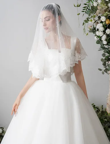 Vista 5 de EllieHouse - Velo de novia de 2 niveles con peine X30