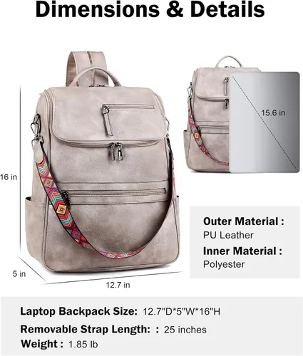Vista 5 de FADEON Bolsos cruzados para mujer y mochila para laptop Colección Gris
