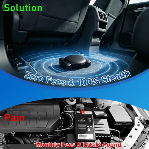 Vista 2 de Mini rastreador GPS para vehículos: dispositivo magnético oculto para rastreador de coche, sin tarifa de suscripción, funciona con Apple Find My