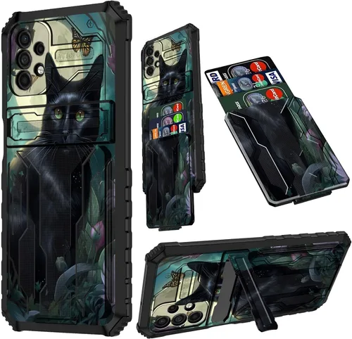 Vista 69 de Funda para Samsung A13 5G, Galaxy A13 5G con tarjetero desmontable atril resistente a prueba de golpes funda protectora para Samsung Galaxy A13 Gato