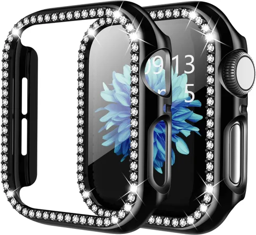 Vista 9 de Adepoy - Funda Compatible para Apple Watch de 1.496 Pulgadas Serie 3/2/1, con Brillantes, Funda Protectora con Marco de Pantalla para Mujer, Niña