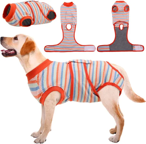 Vista 7 de Kuoser - Traje de recuperación posterior a la cirugía para perros y gatos, camisa profesional y vendaje de heridas abdominales, reemplaza collar