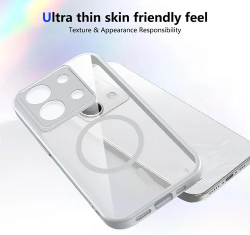 Vista 101 de Funda magnética transparente compatible con Xiaomi 17T, color negro 2 en 1 PC + TPU cubierta de teléfono a prueba de golpes, carcasa protectora