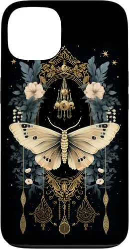 Vista 7 de iPhone 16 Celestial Moth Witchy Butterfly Botanical Moon Boho Flowers Case