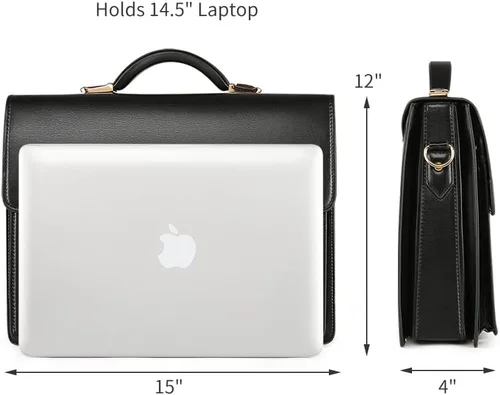 Vista 3 de Maletines para hombres de negocios maletín de cuero con bloqueo negro portátil Messenger Bag Abogado Estuche rígido
