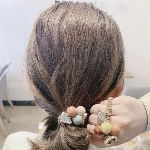 Vista 4 de 4 ligas para el pelo con perlas y diamantes de imitación, cuerdas elásticas para el cabello, accesorios para el cabello para mujeres y niñas