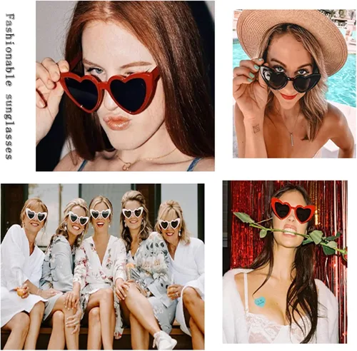 Vista 3 de AEAHALY White Green Blue Purple Pink Heart Sunglasses for Women Colorful Heart Shaped Sunglasses Bulk Party Favor Glasses