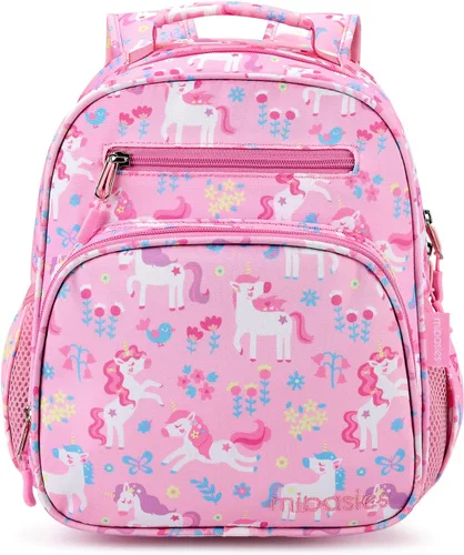 Vista 5 de Mibasies - Mochila para niños y niñas, mochila ideal para niños en preescolar, kínder y primaria, unicornio de flores