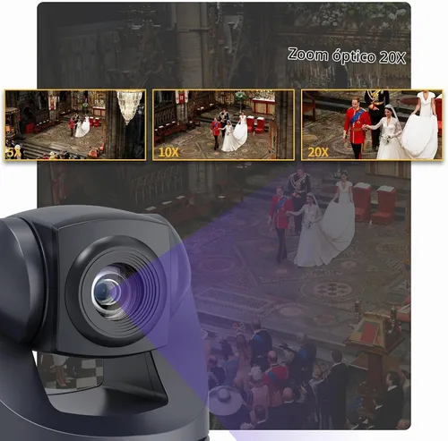 Vista 3 de Cámara PTZ 4K 20X, HDMI USB cámara de videoconferencia Webcam transmisión en vivo para adoración de iglesia/eventos servicios/educación, funciona
