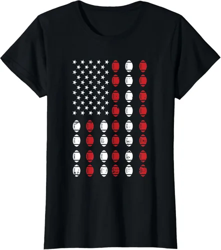 Vista 36 de Camiseta patriótica de jugador atleta del 4 de julio de fútbol americano, Negro