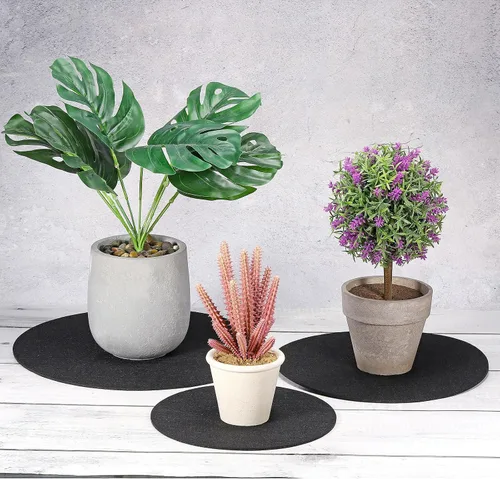 Vista 5 de PATIKIL Posavasos para plantas, (8, 10, 12 pulgadas), paquete de 6 alfombrillas reversibles redondas de fieltro para macetas, tapete absorbente