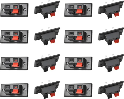 Vista 22 de Fielect 16 unids WP2-3 Clip de conexión de resorte de altavoz Terminales de 2 vías Bloque de tira Abrazadera de unión Clip de prueba Jack Socket