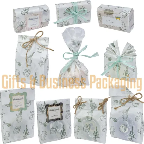Vista 3 de Hepgodin Paquete de 50 bolsas de papel para hacer jabón, barra de loción, bomba de baño, lápiz labial, aceite esencial, regalo, manualidades