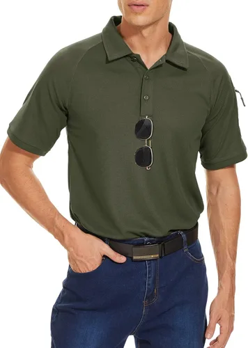 Vista 2 de TACVASEN Mens Casual Polo Shirts Short Sleeve Quick Dry 3 Buttons Summer Tennis Polo Outdoor Shirts with Pocket