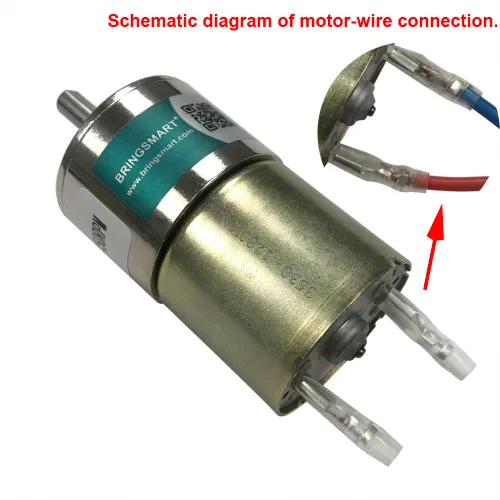 Vista 5 de Bringsmart DC 12V 100rpm con soporte Caja de cambios de 1.457 in de diámetro Motor con transformador de voltaje Eje de Ouput centrado Motor