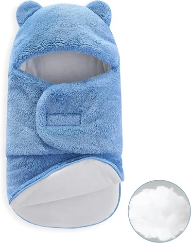 Vista 19 de AiWMGL Manta de Forro Polar para Bebé de Invierno 0-3 Meses Niños Niñas Envoltura Ajustable para Recién Nacido Suave y Cálida Saco de Dormir de Felpa