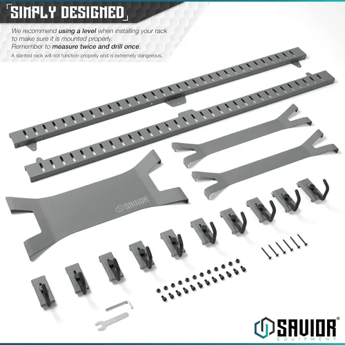 Vista 6 de Savior Equipment Sistema de rack de pared de acero resistente, paneles de pared de acero resistente, almacenamiento de montaje en pared, 5 o 10 Gris